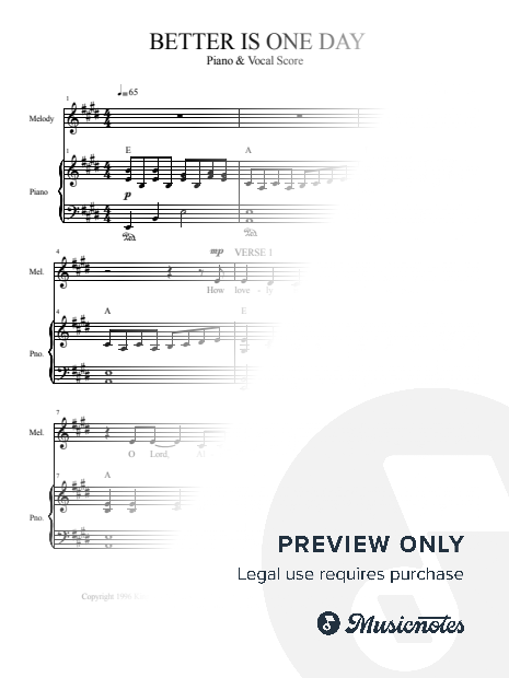 Better Is One Day (Piano Vocal with Chords)