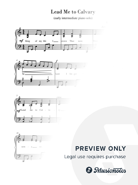 Lead Me to Calvary (early intermediate piano solo)