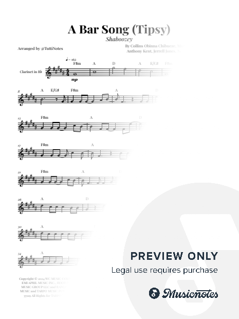 A Bar Song (Tipsy) | CLARINET SOLO