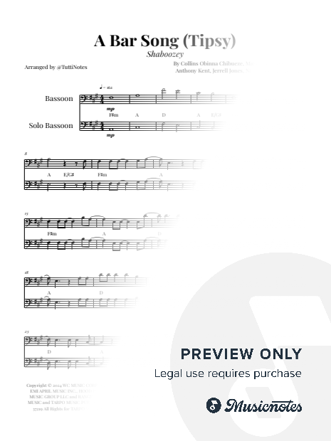 A Bar Song (Tipsy) | BASSOON DUET