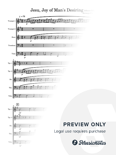 Jesu, Joy Of Man's Desiring for Brass Quintet