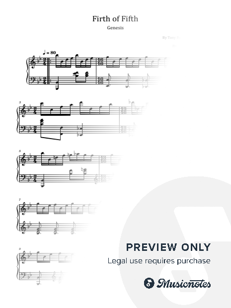 Firth Of Fifth, Genesis, for Piano Solo