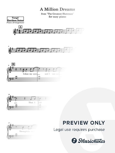 A Million Dreams for easy piano