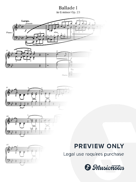 Chopin, Ballade no.1 Op. 23 in G minor, for Piano Solo Original With Fingering
