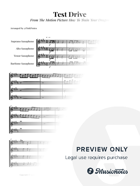 Test Drive - From How to Train Your Dragon | SAXOPHONE QUARTET (SATB)
