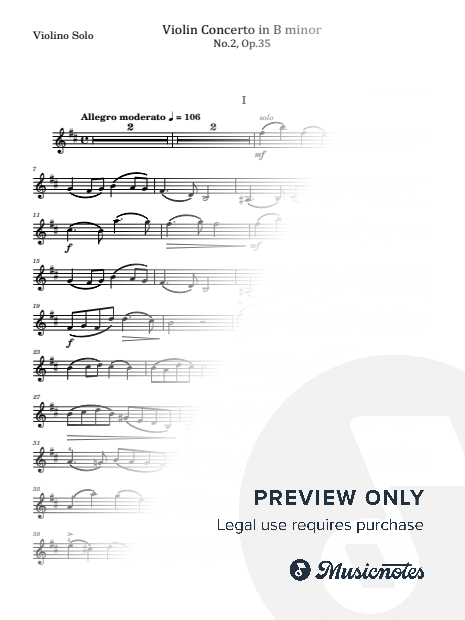 Oskar Rieding, Violin Concerto in B minor No.2, Op.35, for Violin Solo Original