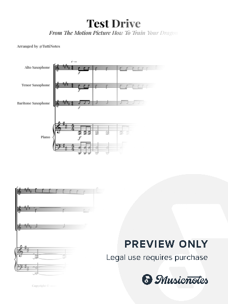 Test Drive - From How to Train Your Dragon | SAXOPHONE TRIO (ALTO, TENOR, BARITONE) & PIANO