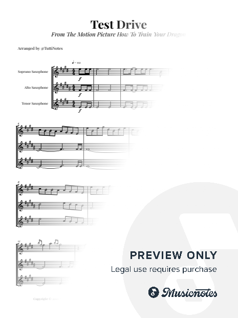 Test Drive - From How to Train Your Dragon | SAXOPHONE TRIO (SOPRANO, ALTO, TENOR)