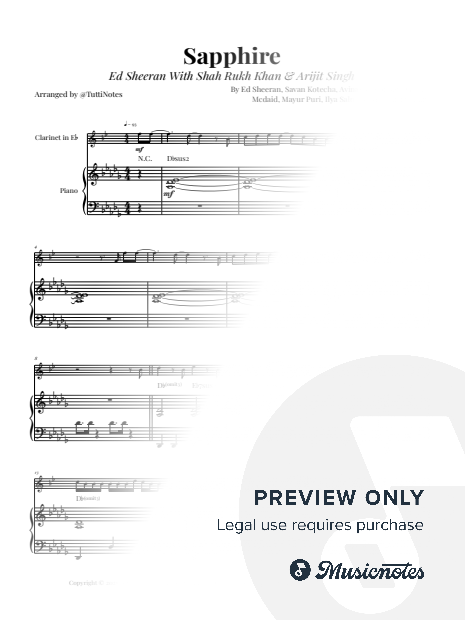 Sapphire - Ed Sheeran | Eb CLARINET & PIANO (Original Key)
