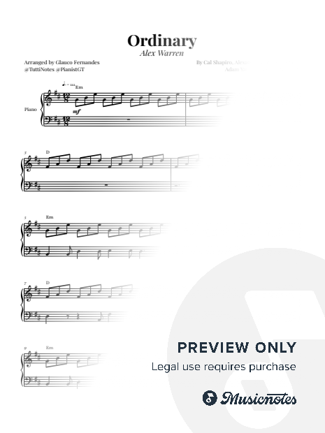 Ordinary by Alex Warren | PIANO WITH CHORDS (ADVANCED)