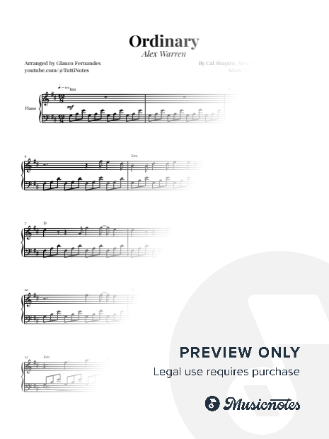 Ordinary by Alex Warren | PIANO WITH CHORDS (INTERMEDIATE)