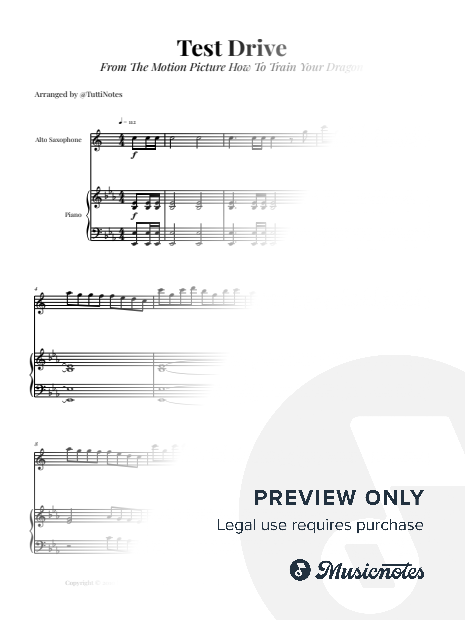 Test Drive - From How to Train Your Dragon | ALTO SAX & PIANO (Intermediate)