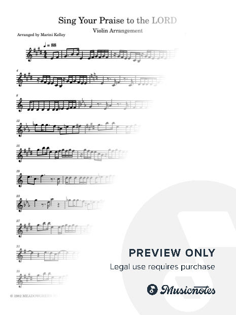 Sing Your Praise To the Lord - Intermediate Violin Arrangement