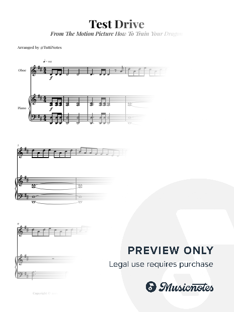 Test Drive - From How to Train Your Dragon | OBOE & PIANO (Intermediate)