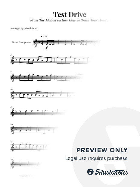 Test Drive - From How to Train Your Dragon | TENOR SAX SOLO (Intermediate)