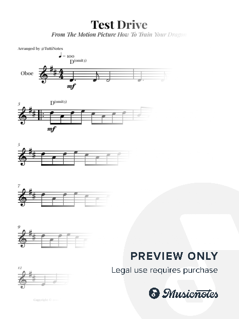 Test Drive - From How to Train Your Dragon | OBOE SOLO (SIMPLIFIED)