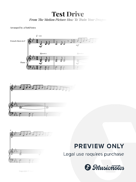 Test Drive - From How to Train Your Dragon | FRENCH HORN & PIANO (SIMPLIFIED)