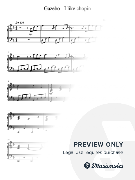 I Like Chopin (Gazebo), for Easy Piano