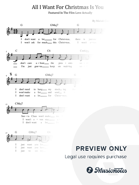 All I Want For Christmas Is You, (Lead Sheet With Chord&Lyrics), Justin Bieber, Mariah Carey
