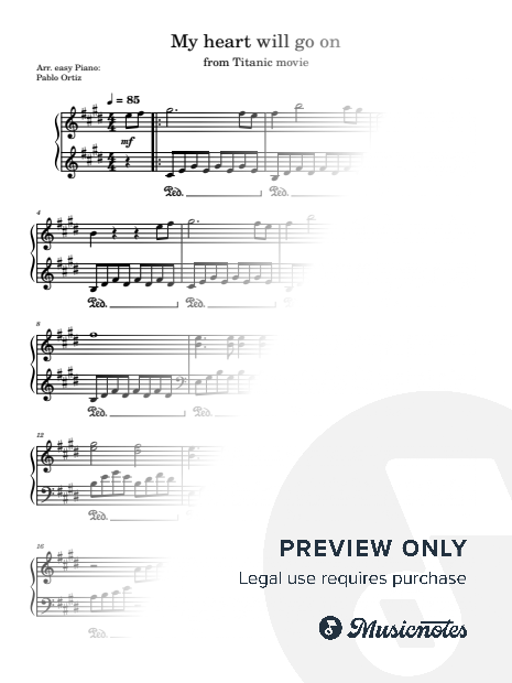 My Heart Will Go On for easy piano