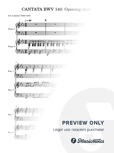 Bach cantata BWV140 opening chorus for two pianos