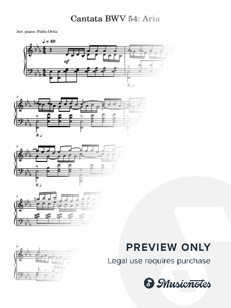 Bach cantata BWV54 Widerstehe doch der Sünde for piano solo