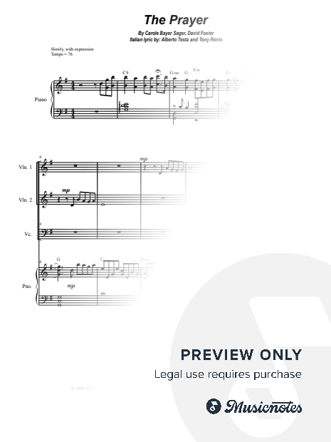 The Prayer (String Quartet and Piano)