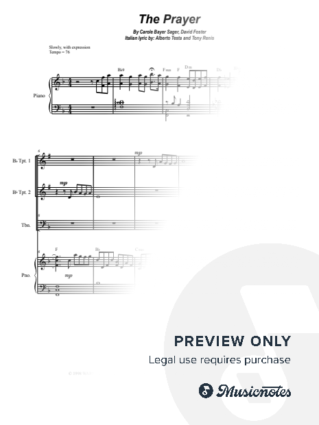 The Prayer (Brass Quartet and Piano)