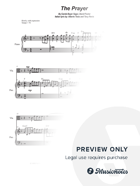 The Prayer (Viola solo and Piano)
