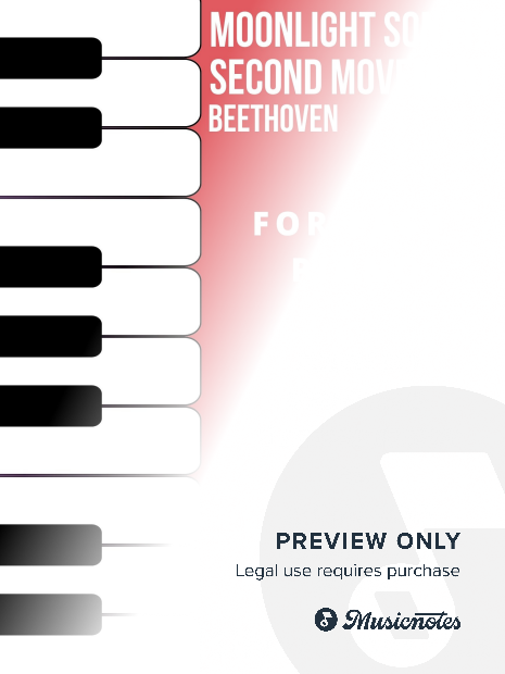 Moonlight Sonata Second Movement Easy Piano Sheet Music Combo