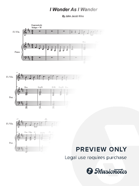 I Wonder As I Wander (Flute or Violin solo and Piano)
