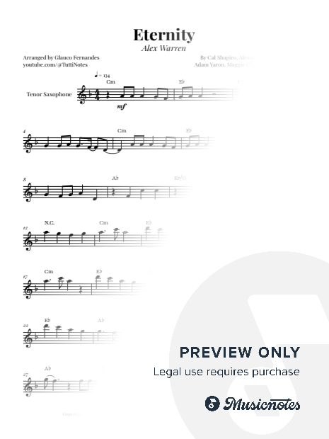 Eternity by Alex Warren | TENOR SAX SOLO (with Chords)