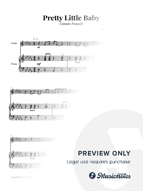 Pretty Little Baby by Connie Francis | VIOLIN & PIANO