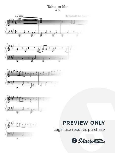 Take on Me, A-ha, for Piano Solo