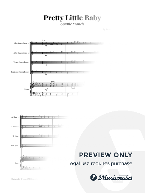 Pretty Little Baby by Connie Francis | SAX QUARTET (AATB) & PIANO