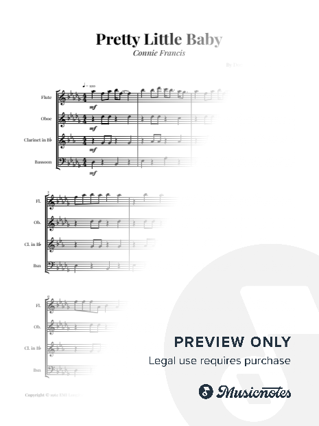 Pretty Little Baby by Connie Francis | WOODWIND QUARTET