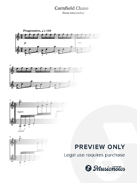 Cornfield Chase, Dorian Marko, Interstellar for Easy Piano With Fingering