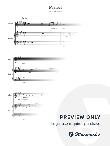 Perfect, Ed Sheeran, for Violin and Piano