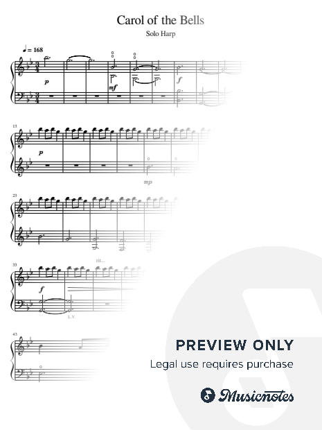 Carol of the Bells - Lever or Pedal Harp Solo