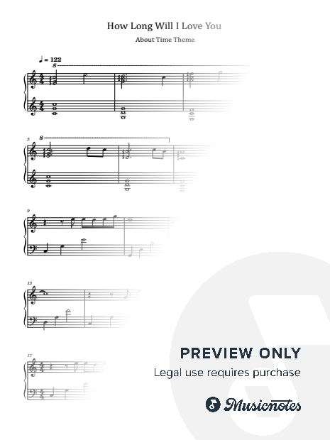 How Long Will I Love You, About Time Theme, for Piano Solo