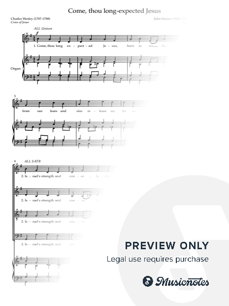 Come, thou long expected Jesus (Stainer arr Mark Keane) SATB and Descant