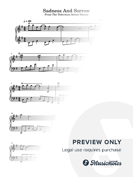 Sadness And Sorrow, From The Television Series Naruto, for Piano Solo