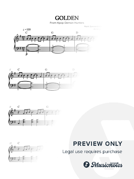Golden from K-pop Demon Hunters | easy piano sheet music (chords)