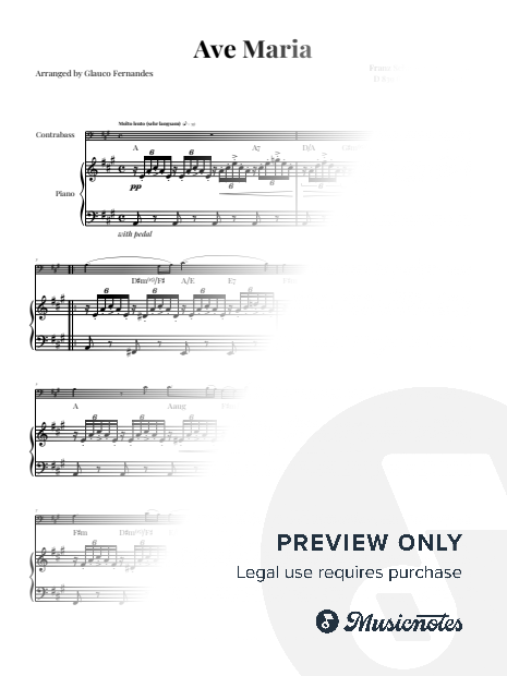 Ave Maria - Schubert | DOUBLE BASS & PIANO (with Chords)