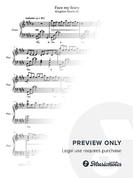 Face My Fears, From Kingdom Hearts Iii, for Piano Solo