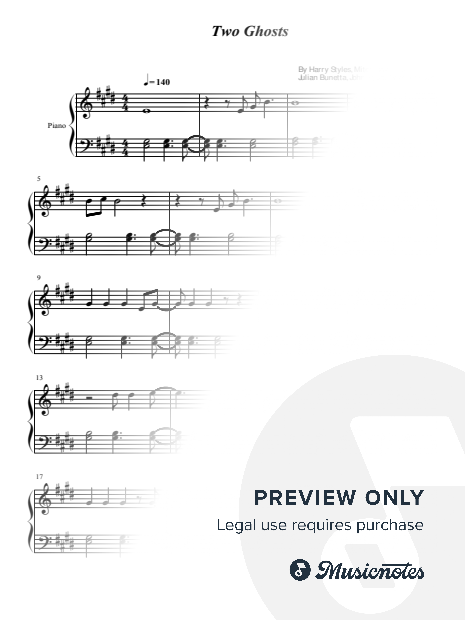 Two Ghosts, Harry Styles, for Piano Solo