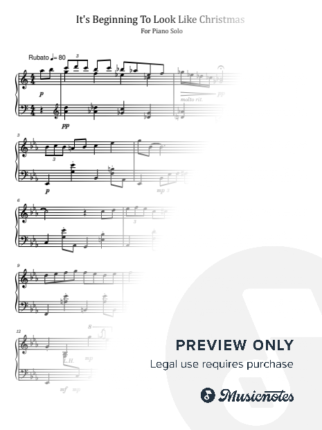 It's Beginning to Look a Lot Like Christmas, for Solo Piano