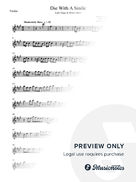 Die With a Smile - Lady Gaga & Bruno Mars - VIOLIN (full version}
