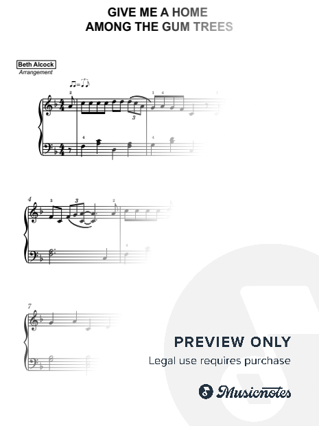 (Give Me A) Home Among the Gum Trees - easy piano