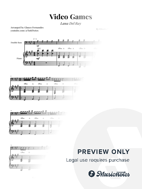 Video Games by Lana Del Rey | DOUBLE BASS & PIANO (with Chords)